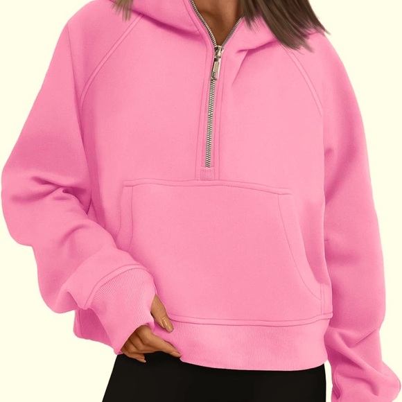 Automet pink half zip hoodie with thumb holes new with tags medium so soft - Picture 3 of 4